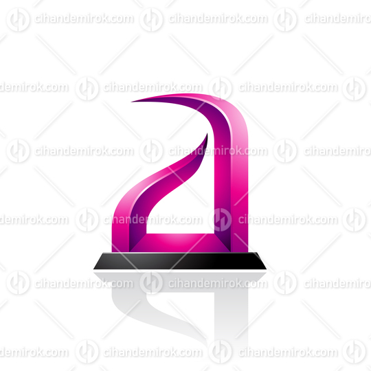 Magenta and Black Bow-like Embossed Letter A Vector Illustration