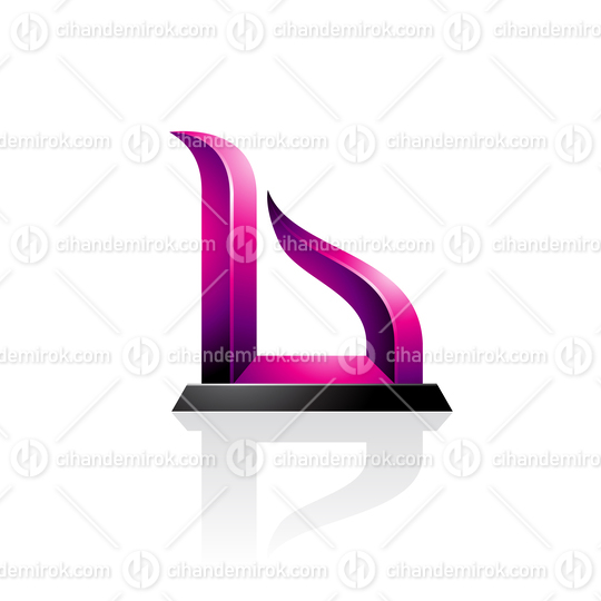 Magenta and Black Bow-like Embossed Letter B Vector Illustration