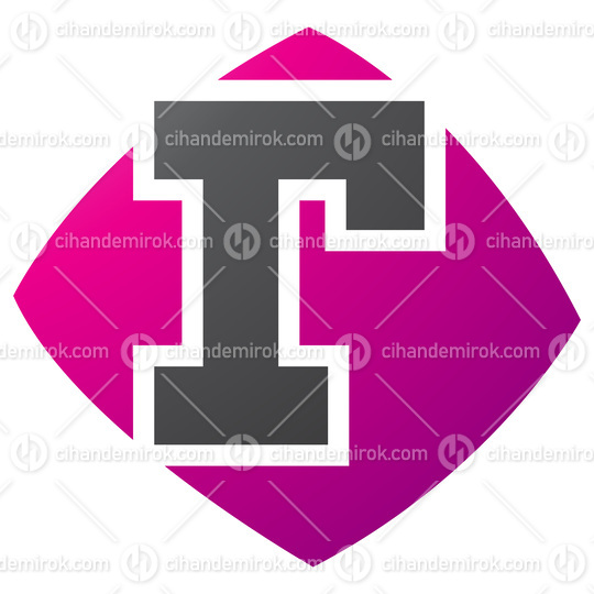 Magenta and Black Bulged Square Shaped Letter R Icon