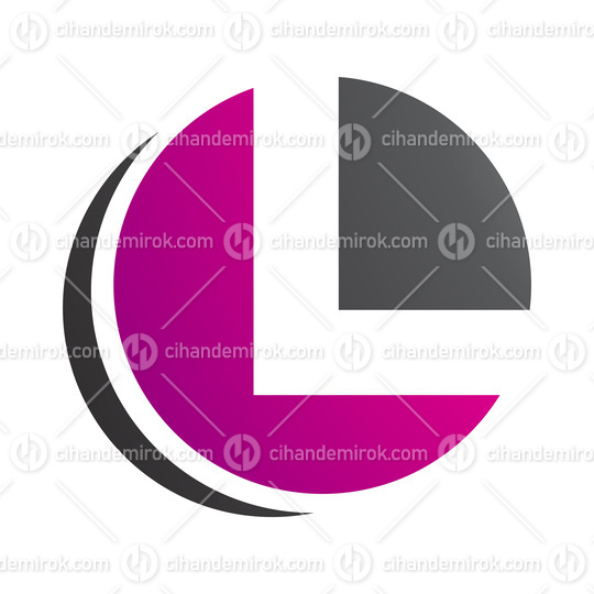 Magenta and Black Circle Shaped Letter L Icon