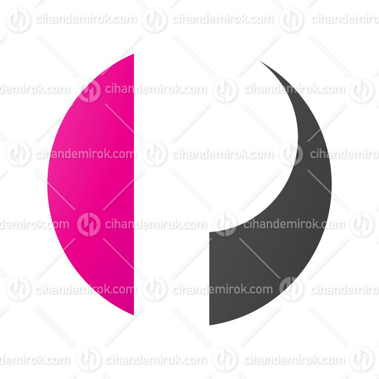 Magenta and Black Circle Shaped Letter P Icon
