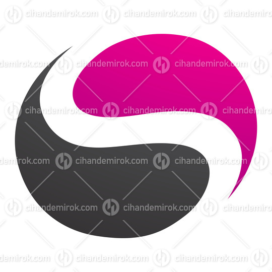Magenta and Black Circle Shaped Letter S Icon