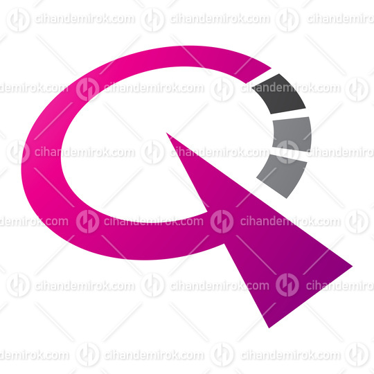 Magenta and Black Clock Shaped Letter Q Icon