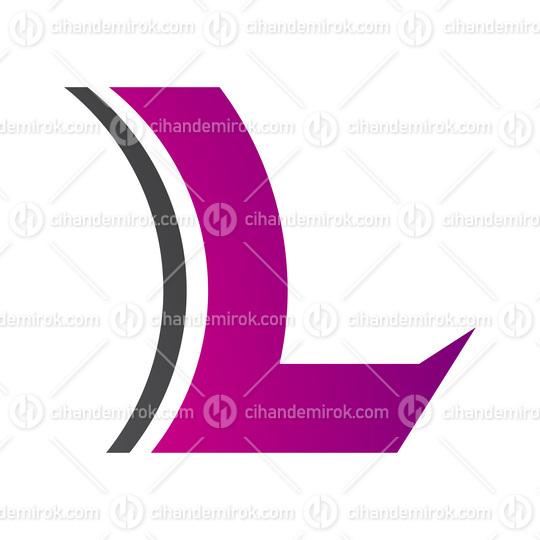 Magenta and Black Concave Lens Shaped Letter L Icon