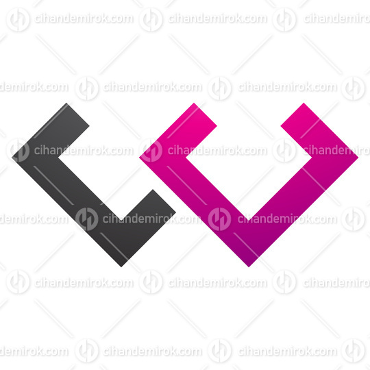 Magenta and Black Cornered Shaped Letter W Icon