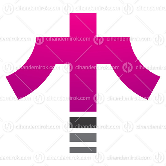 Magenta and Black Cross Shaped Letter T Icon