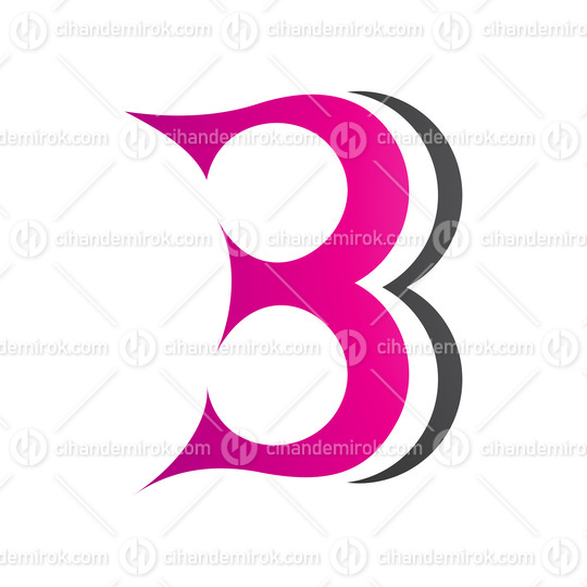 Magenta and Black Curvy Letter B Icon Resembling Number 3