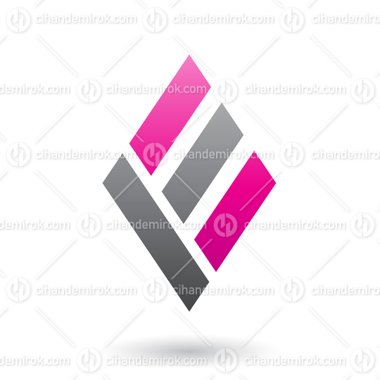 Magenta and Black Diamond Shaped Letter E Vector Illustration