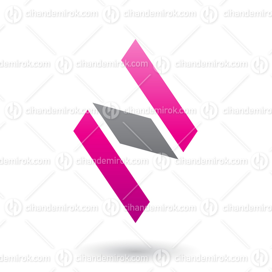 Magenta and Black Diamond Shaped Letter N Vector Illustration