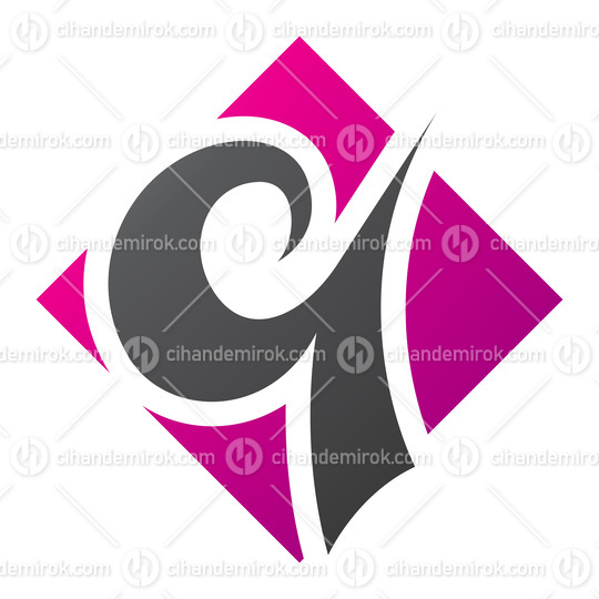 Magenta and Black Diamond Shaped Letter Q Icon