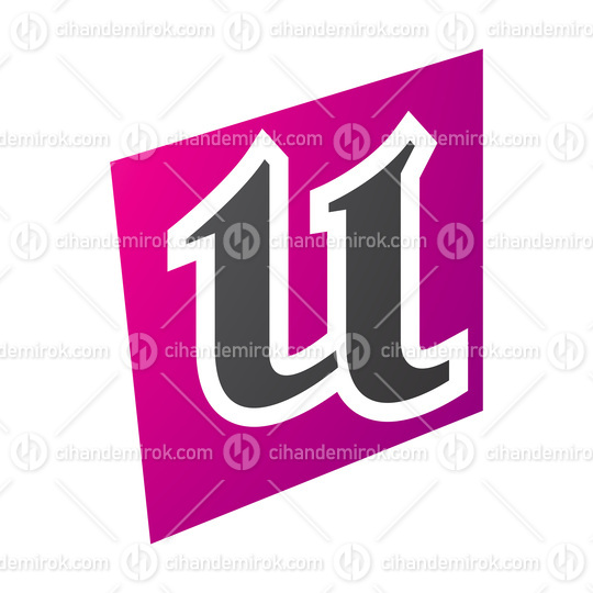 Magenta and Black Distorted Square Shaped Letter U Icon