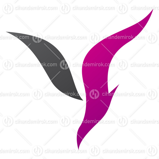 Magenta and Black Diving Bird Shaped Letter Y Icon
