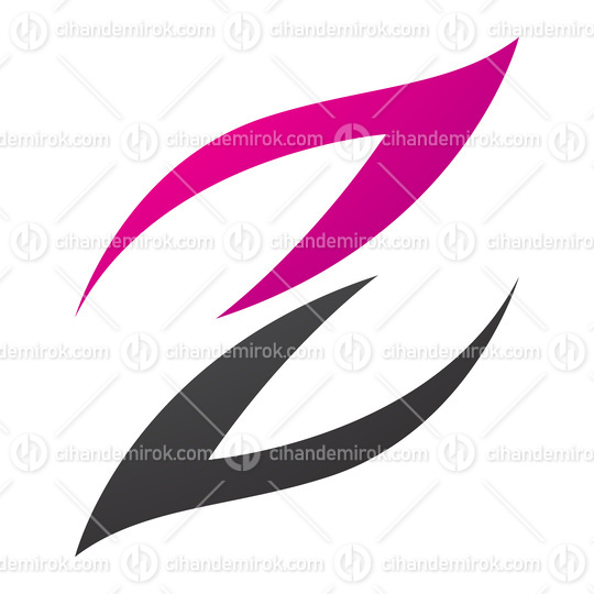 Magenta and Black Fire Shaped Letter Z Icon
