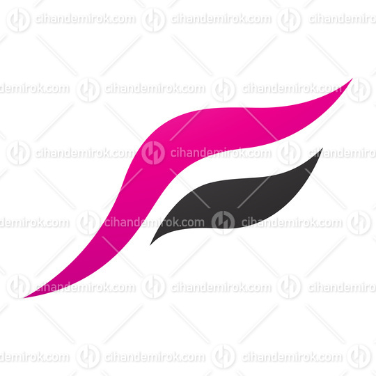 Magenta and Black Flying Bird Shaped Letter F Icon