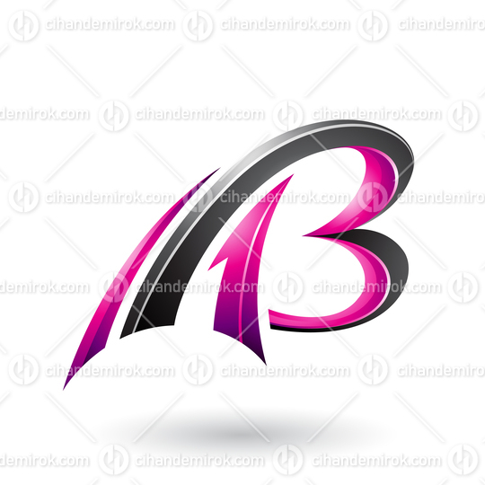 Magenta and Black Flying Dynamic 3d Letters A and B