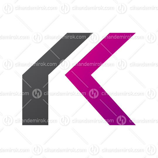 Magenta and Black Folded Letter K Icon