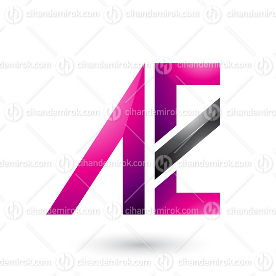 Magenta and Black Geometrical Dual Letters of A and E