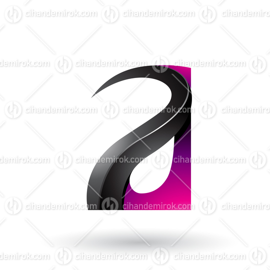 Magenta and Black Glossy Curvy Embossed Letter A