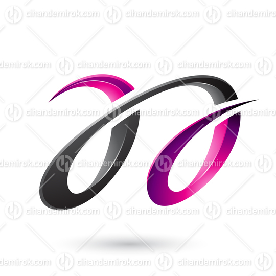 Magenta and Black Glossy Dual Letters A Vector Illustration