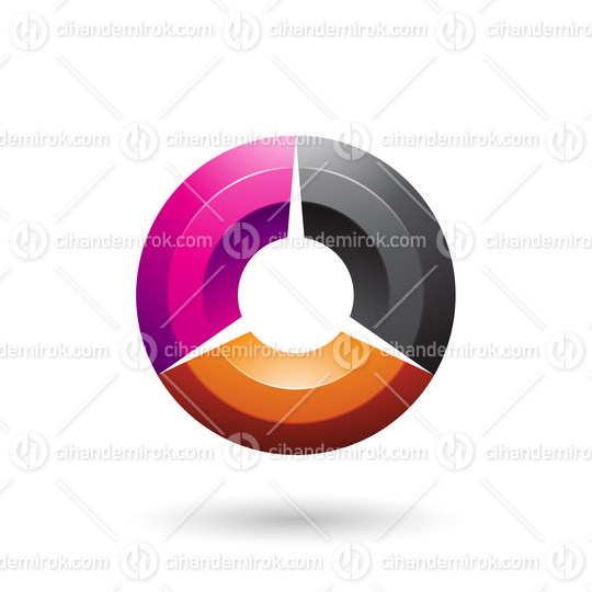 Magenta and Black Glossy Shaded Circle Vector Illustration