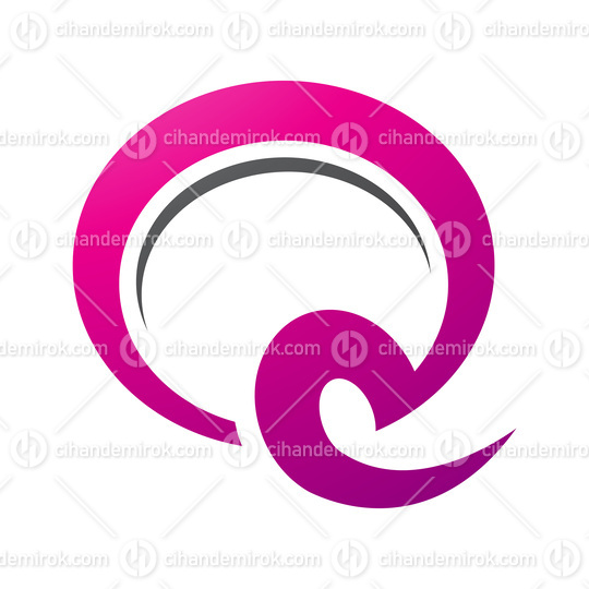 Magenta and Black Hook Shaped Letter Q Icon