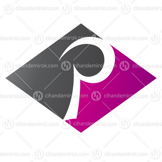 Magenta and Black Horizontal Diamond Letter P Icon