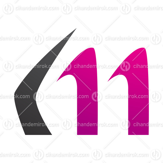 Magenta and Black Horn Shaped Letter M Icon