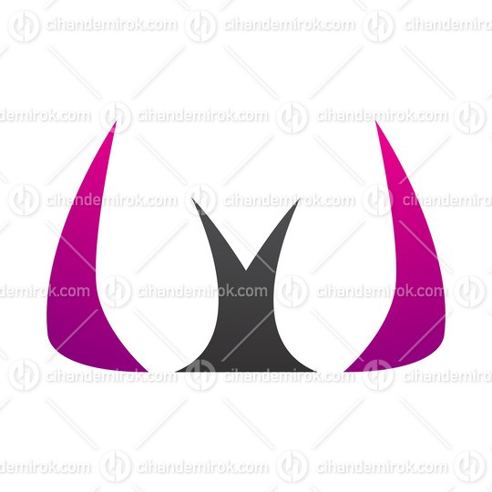 Magenta and Black Horn Shaped Letter W Icon