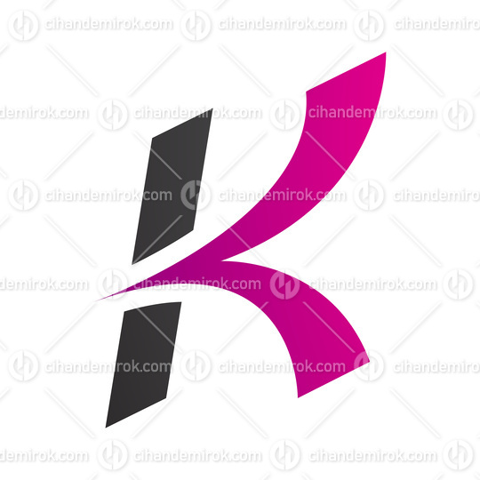 Magenta and Black Italic Arrow Shaped Letter K Icon