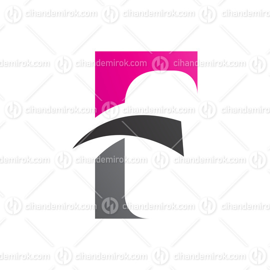 Magenta and Black Letter F Icon with Pointy Tips