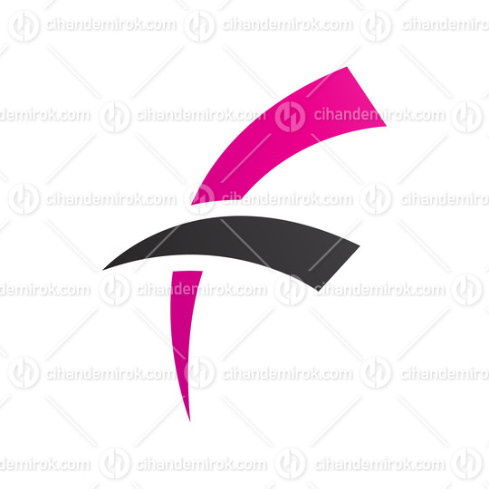 Magenta and Black Letter F Icon with Round Spiky Lines