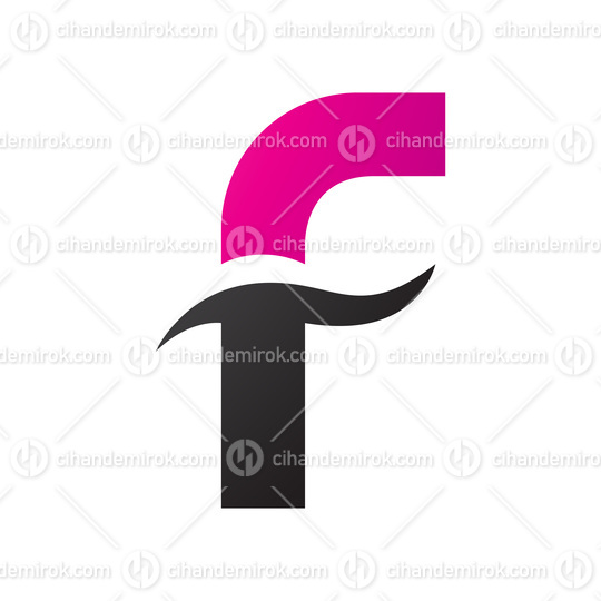 Magenta and Black Letter F Icon with Spiky Waves