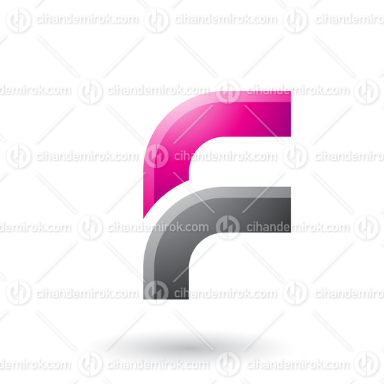 Magenta and Black Letter F with Round Corners Vector Illustration