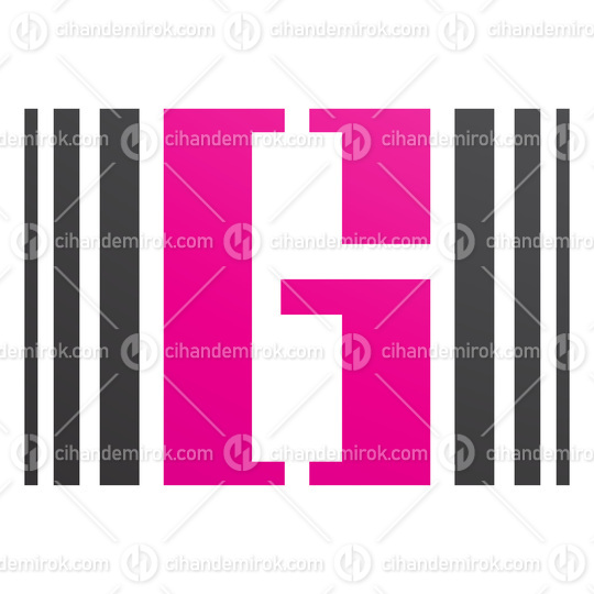 Magenta and Black Letter G Icon with Vertical Stripes