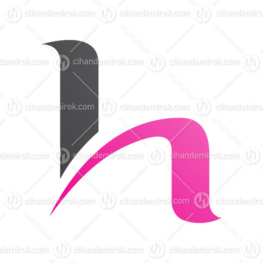Magenta and Black Letter H Icon with Round Spiky Lines