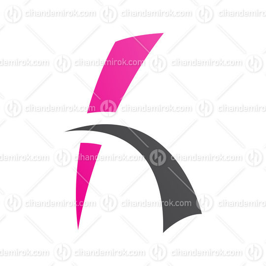 Magenta and Black Letter H Icon with Spiky Lines