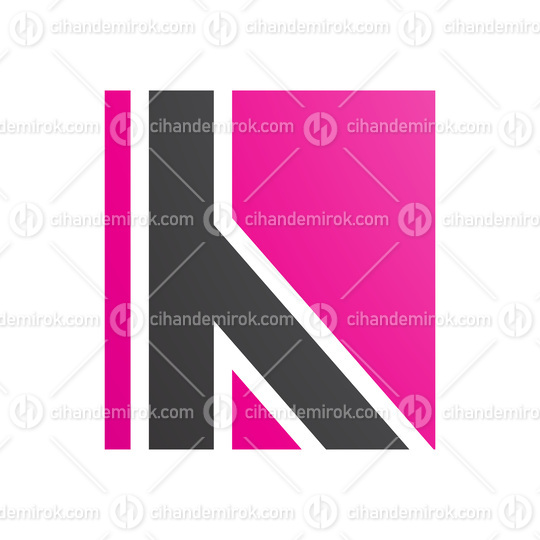 Magenta and Black Letter H Icon with Straight Lines