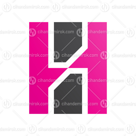 Magenta and Black Letter H Icon with Vertical Rectangles