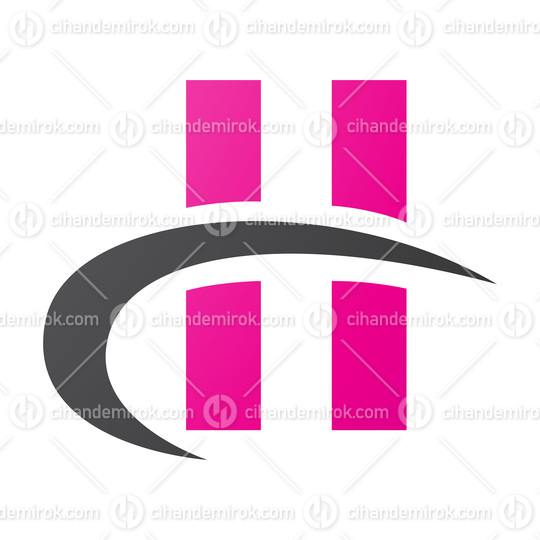 Magenta and Black Letter H Icon with Vertical Rectangles and a S