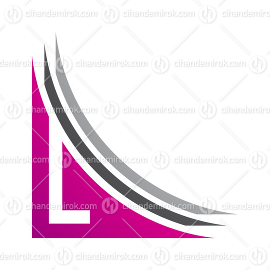 Magenta and Black Letter L Icon with Layers
