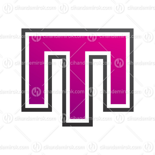Magenta and Black Letter M Icon with an Outer Stripe