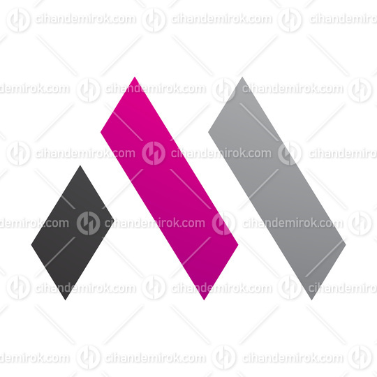 Magenta and Black Letter M Icon with Rectangles
