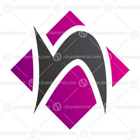 Magenta and Black Letter N Icon with a Square Diamond Shape