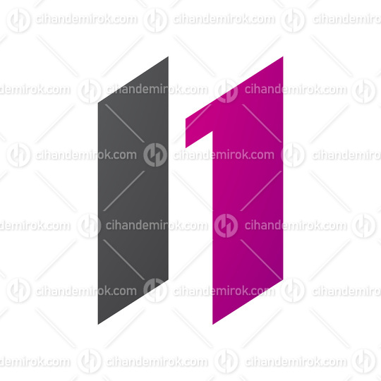 Magenta and Black Letter N Icon with Parallelograms