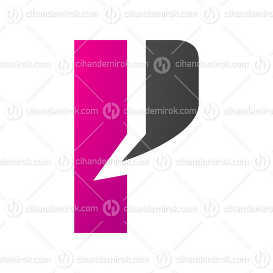 Magenta and Black Letter P Icon with a Bold Rectangle