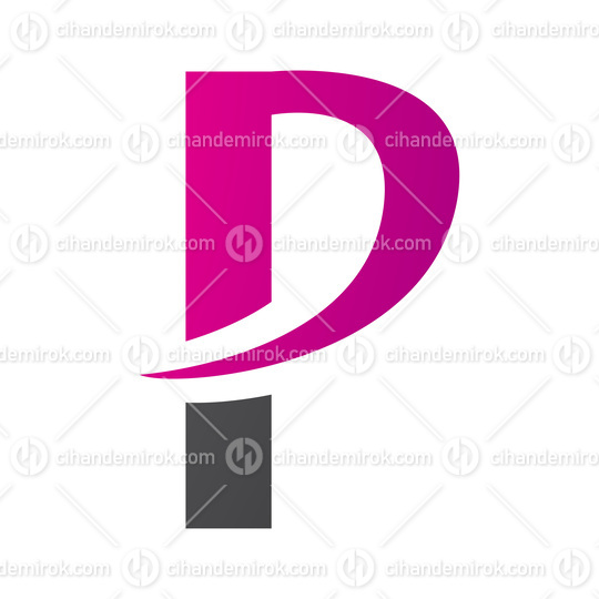 Magenta and Black Letter P Icon with a Pointy Tip