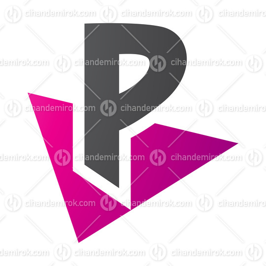 Magenta and Black Letter P Icon with a Triangle