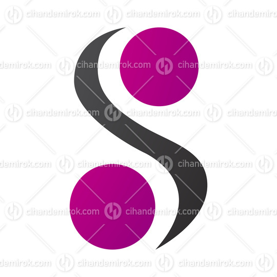 Magenta and Black Letter S Icon with Spheres
