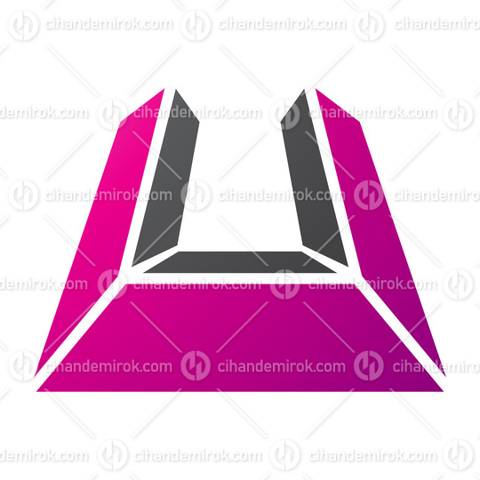 Magenta and Black Letter U Icon in Perspective