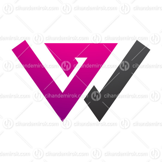 Magenta and Black Letter W Icon with Intersecting Lines